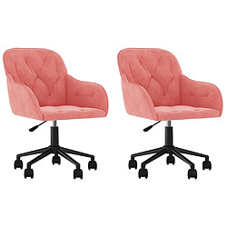 vidaXL Chaises pivotantes à manger lot de 2 Rose Velours