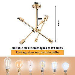 Stoex Luminaire Plafonnier Modernes Lampe de Plafond D'Intérieur Vintage Plafonnier Rétro Or, 6 Lumières E27 Pour Couloir Chambre Salon pas cher