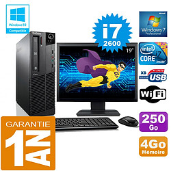 PC Lenovo M92p SFF Core I7-2600 Ram 4Go Disque 250 Go Wifi W7 Ecran 19" · Occasion 