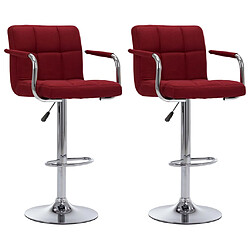 vidaXL Chaises de bar lot de 2 bordeaux tissu 