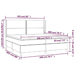 Maison Chic Lit adulte- Lit + matelas + LED,Sommier à lattes de lit matelas et LED Marron foncé 200x200 cm -GKD24023 pas cher