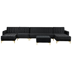 Beliani Grand canapé avec pouf ottoman ABERDEEN Noir Velours Symétrique 