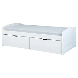 Lit banquette pour enfant en pin massif blanc - L.205 x H.63 x P.98 cm -PEGANE- 