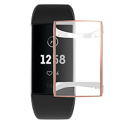 Wewoo Boîtier de montre Pour de en TPU plaqué pleine couverture Fitbit Charge 3 or rose