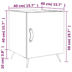 vidaXL Table de chevet blanc brillant 40x40x50 cm bois d’ingénierie pas cher