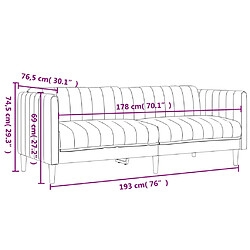 vidaXL Ensemble de canapés 3 pcs gris foncé tissu pas cher