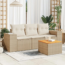 Maison Chic Salon de jardin avec coussins 4 pcs | Ensemble de Table et chaises | Mobilier d'Extérieur beige résine tressée -GKD86957