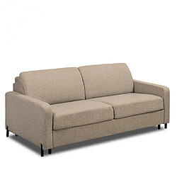 Inside 75 Canapé convertible EXPRESS BERLIN couchage 140 cm matelas 16 cm pieds métal noir tissu tweed fashion beige