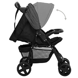 Avis vidaXL Poussette pour bébé 3-en-1 Gris foncé et noir Acier