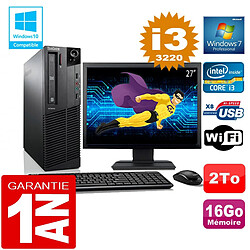 PC Lenovo M92p SFF Core I3-3220 Ram 16Go Disque 2 To Wifi W7 Ecran 27" · Occasion 