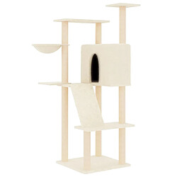 Arbre à chat avec griffoirs,niche pour chat en sisal crème 143 cm -MN41789