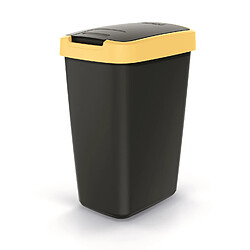 Corbeille à déchets KEDEN COMPACTA Q 12 litre poubelle NSAB12-1215C - noir avec cadre jaune