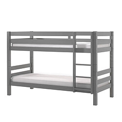 VIPACK Lit Superposé 90x200 Hauteur 140 cm Sommier Inclus Pino - Gris