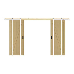 Avis Vente-Unique Porte coulissante double avec système à galandage en bois et MDF - Naturel clair - 2 x H205 x L83 cm - BALERMA