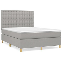 vidaXL Sommier à lattes de lit avec matelas Gris clair 140x190cm Tissu