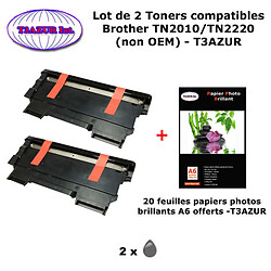 T3AZUR - 2 Toners génériques TN-2220 pour Brother Brother HL 2240 2240D 2250DN 2270DW MFC 7360N 7460DN 7860DW+20f A6 brillantes 