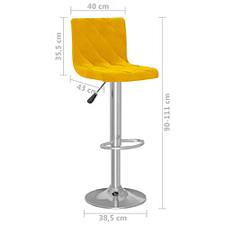 vidaXL Tabourets de bar lot de 2 jaune moutarde velours pas cher