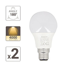 XanLite Lot de 2 Ampoules LED A60, culot B22, 9W cons. (60W eq.), lumière blanc neutre