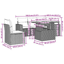 vidaXL Salon de jardin avec coussins 6 pcs marron résine tressée pas cher