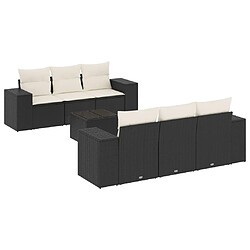 Maison Chic Ensemble Tables et chaises d'extérieur 7pcs avec coussins,Salon de jardin noir résine tressée -GKD827640