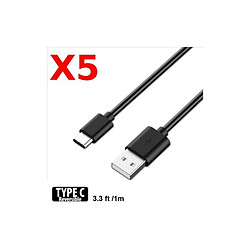 Little Boutik X5 Cable USB Type C Chargeur Noir pour Samsung Galaxy Note 8 S8 S8 PLUS A32017 A52017 PACK X5 Noir Couleur 