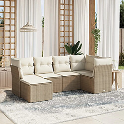 vidaXL Salon de jardin avec coussins 6 pcs beige résine tressée 