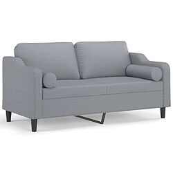 vidaXL Canapé 2 places avec oreillers gris clair 140 cm tissu