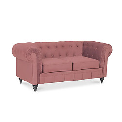 Canapé Chesterfield Velours 2 Places Altesse Vieux Rose