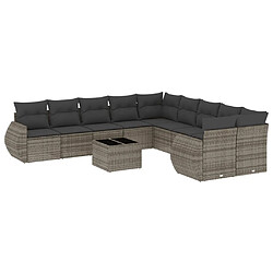 Maison Chic Salon de jardin 11 pcs avec coussins | Ensemble de Table et chaises | Mobilier d'Extérieur gris résine tressée -GKD49551