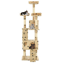 Arbre à chat,niche pour chat et griffoirs en sisal 170 cm Beige Motif de pattes -MN35745