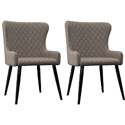 Decoshop26 Lot de 2 chaises de salle à manger cuisine design rétro tissu taupe CDS021050 