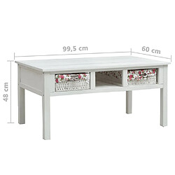 vidaXL Table basse Blanc 99,5x60x48 cm Bois pas cher