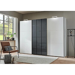 Inside 75 Armoire coulissante ELYSIA 300cm blanc verre gris