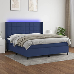 Maison Chic Lit adulte- Lit + matelas + LED,Sommier à lattes de lit matelas et LED Bleu 180x200 cm Tissu -GKD78286