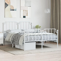 Maison Chic Cadre/structure de lit métal et tête de lit + pied de lit pour adulte - Lit Moderne Chambre blanc 135x190cm -MN44448