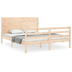 Maison Chic Cadre/structure de lit avec tête de lit pour adulte - Lit Moderne Chambre 160x200 cm bois massif -MN68421