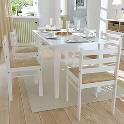 vidaXL Chaises à manger lot de 6 blanc bois solide et velours 