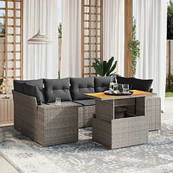 vidaXL Salon de jardin avec coussins 7 pcs gris résine tressée 