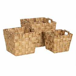 BigBuy Home Lot de paniers Beige Fibre naturelle 40 x 40 x 35 cm (3 Unités) 