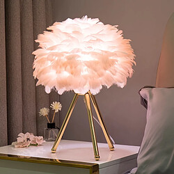 Universal Lampe moderne à plumes d'oie Lampe de chevet de chambre Salon Mariage Décoration de Noël Romantique Lampe à plumes E27 EU |(Rose)