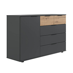 Avis Pegane Commode combinée, meuble de rangement coloris graphite, rechampis imitation bois - Longueur 130 x Hauteur 83 x Profondeur 41 cm&nbsp;