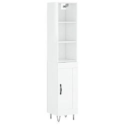 Maison Chic Buffet,Meuble de Rangement,commode pour salon,Cuisine Blanc brillant 34,5x34x180 cm Bois d'ingénierie -MN74671