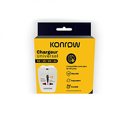 Konrow 931 - Adaptateur Universel (EU / US / UK / AU, Blanc) - Emballage Original