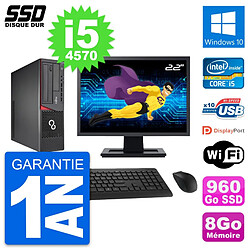 PC Fujitsu E720 E85+ DT Ecran 22" Core i5-4570 RAM 8Go SSD 960Go Windows 10 Wifi · Occasion 