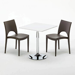 Avis Grand Soleil Table Carrèe Blanc + 2 Chaises Colorées