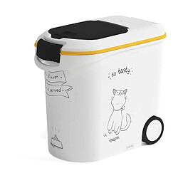 CURVER Conteneur de nourriture Le Diner est servi - 12 kg - 35 L - Blanc et noir - Pour chat 