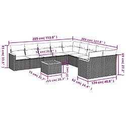 Avis vidaXL Salon de jardin 11 pcs avec coussins noir résine tressée