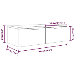 vidaXL Armoires murales 2 pcs Sonoma gris 68x30x20cm Bois d'ingénierie pas cher