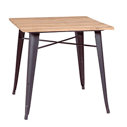 Nest Dream Table industrielle en acier vieilli et bois clair - Bistro