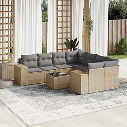 Maison Chic Salon de jardin avec coussins 9 pcs, Ensemble Tables et chaises de jardin, beige résine tressée -GKD953376